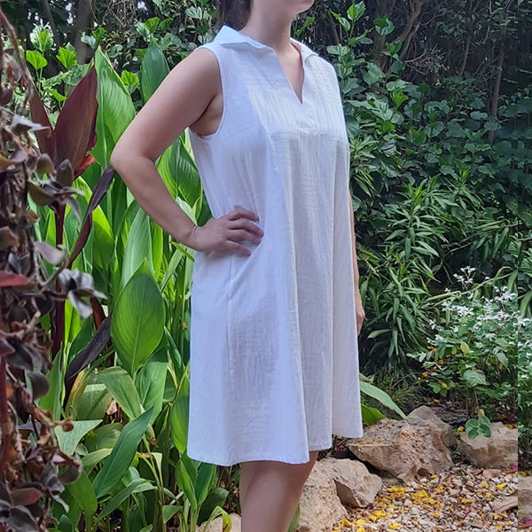 CRISP WHITE A-LINE COTTON DRESS  MimCreativeWear