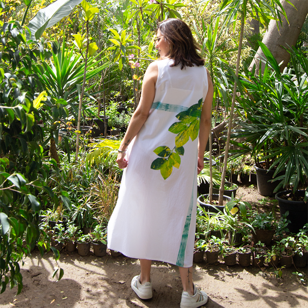 Leaf and Line Cotton Midi Dress – view 3