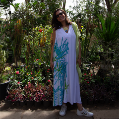 Wild Bloom Cotton Midi Dress – botanical print women's dress by MIM Creative Wear, Egypt