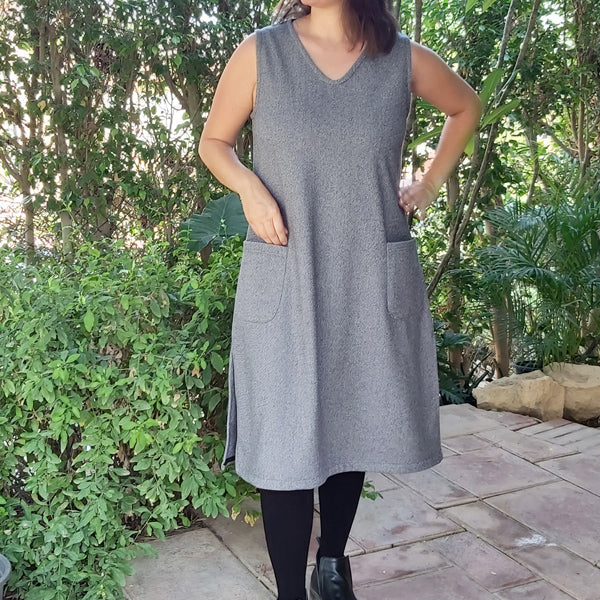 Warm Functional Pockets V Tunic Dress – women's dress by MIM Creative Wear, Egypt