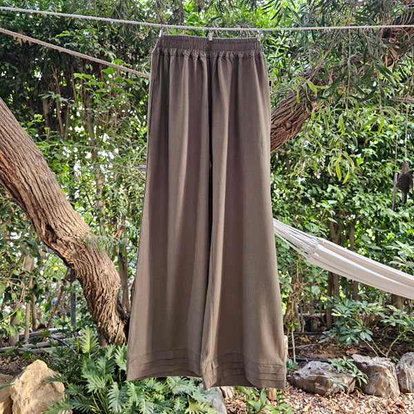 BREEZE LINE PLEATED HEM LINEN PANTS