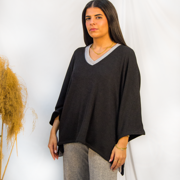 W245 Rib Poncho-Free Size