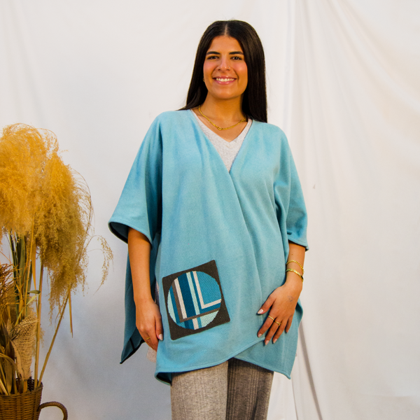 W255 Poncho with embroidered Pocket- Free Size