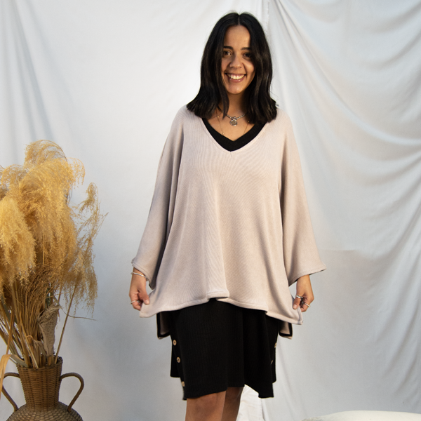 W245 Rib Poncho-Free Size