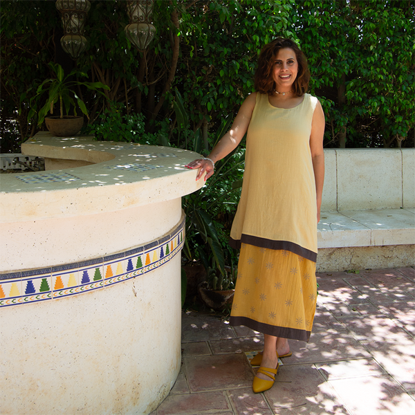 GOLDEN SAND COTTON VOILE DRESS