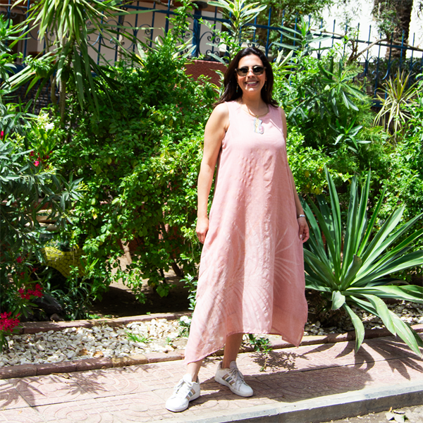 SUNSET PALM COTTON VOILE MIDI DRESS