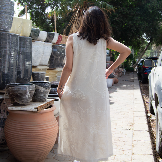 Threads Embroidered Linen Midi Dress – view 2