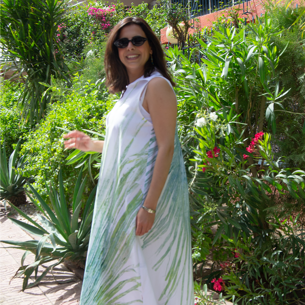Tropic Shift Cotton Midi Dress – view 2