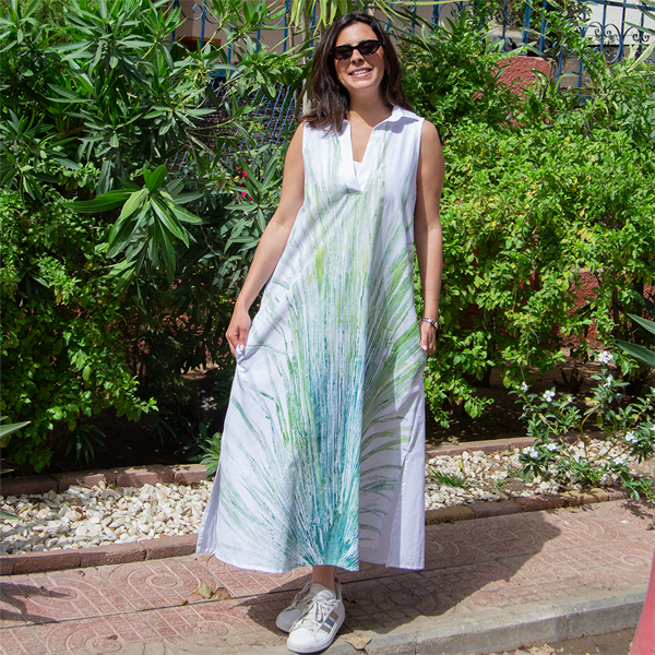 TROPIC SHIFT COTTON MIDI DRESS