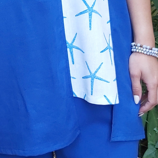 Aqua Star Linen Top – view 2