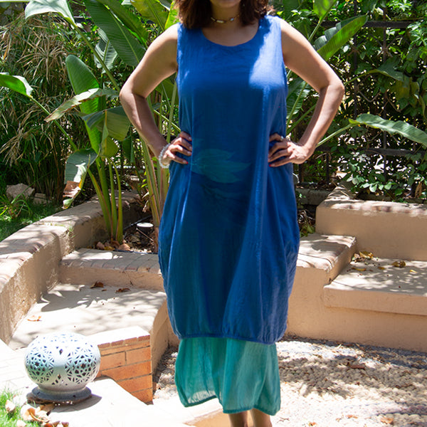 Balloon Style Cotton Dress Two-Color – botanical print women's dress by MIM Creative Wear, Egypt