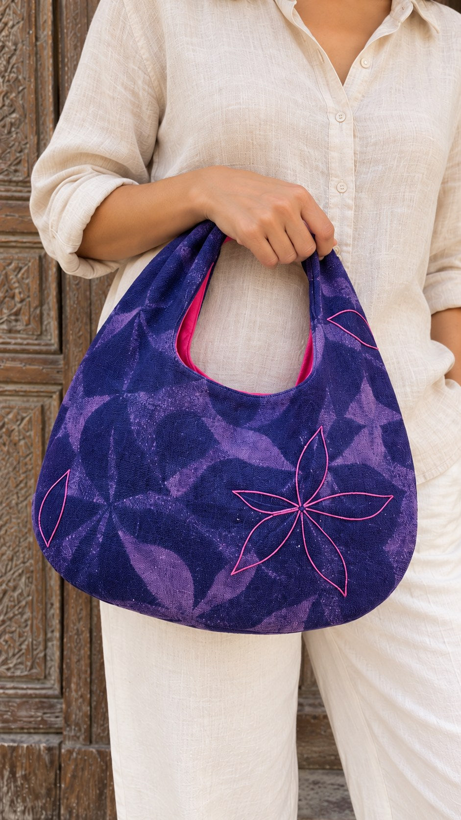 Bashera Tree Bo2ga – indigo, close-up with pink lining – view 2