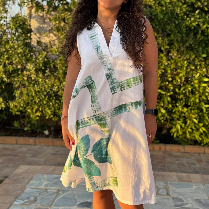 Botanic Geo Cotton Dress – botanical print women's dress by MIM Creative Wear, Egypt