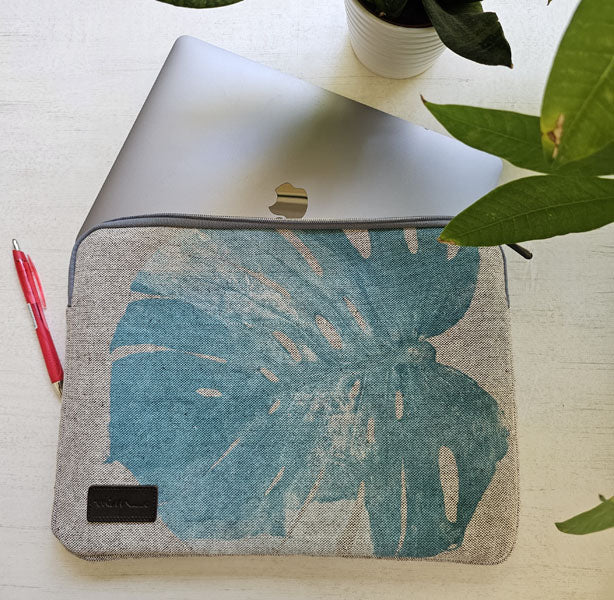 Botanica Laptop Sleeve-13 inch Canvas – botanical print laptop sleeve by MIM Creative Wear, Egypt