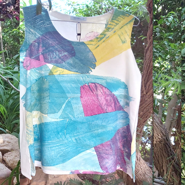 Botanical Bliss Linen Top – botanical print women's top by MIM Creative Wear, Egypt