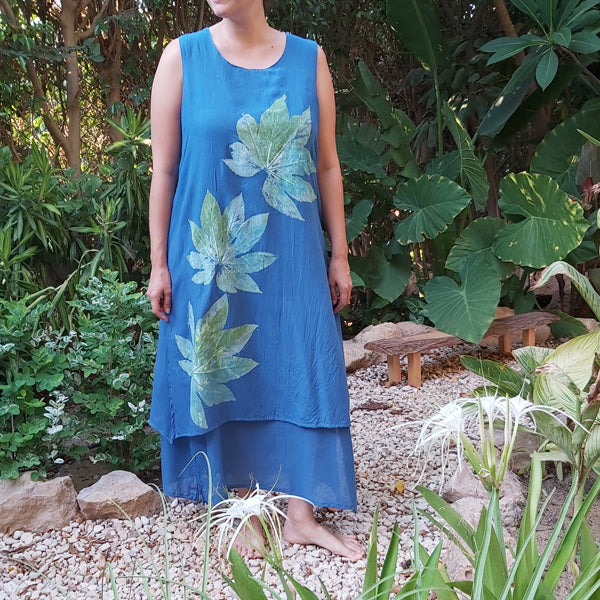 Botanical Breeze Layered Midi Dress – botanical print women's dress by MIM Creative Wear, Egypt