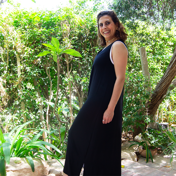 Breeze V-Neck Viscose Dress (Black&White) – view 2