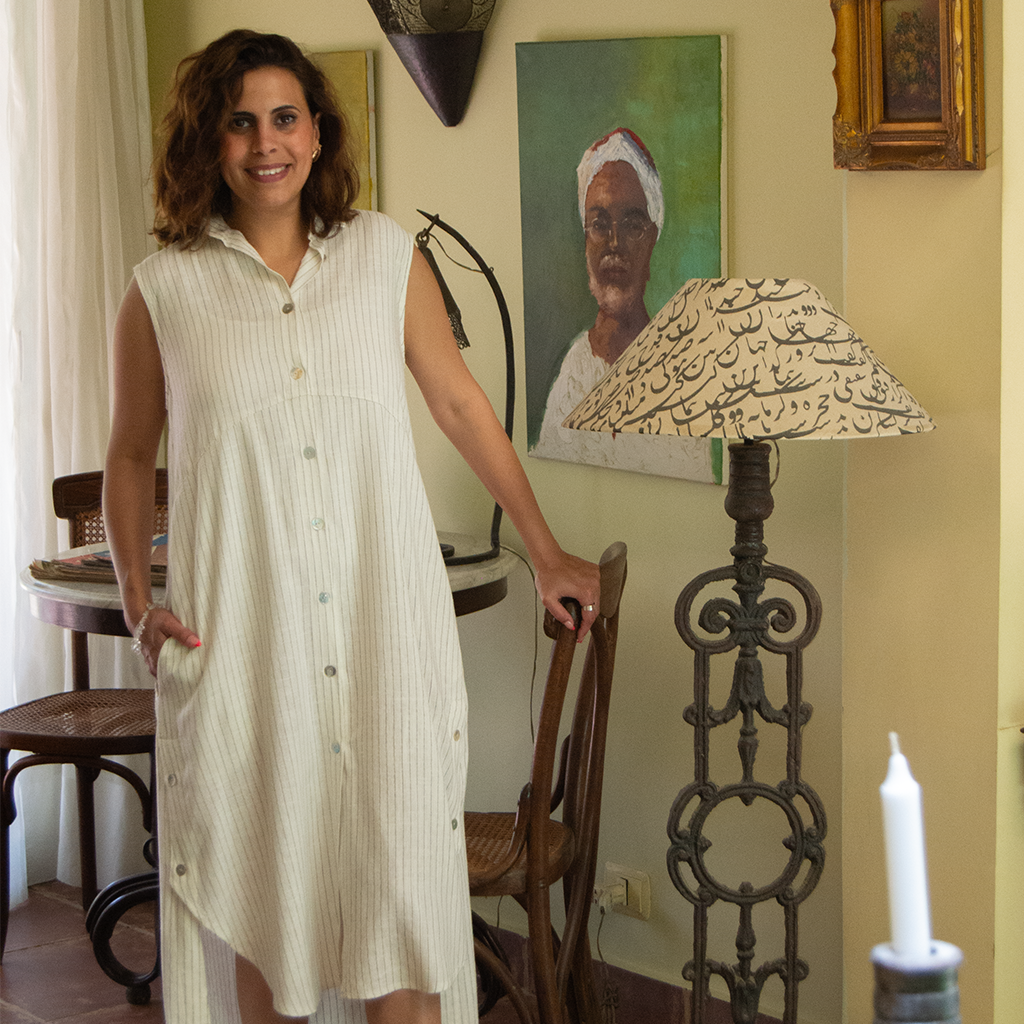 Comfy Linen Shirt Dress - Side Buttons – women's dress by MIM Creative Wear, Egypt