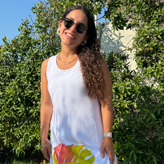Coral Mostera Leaf Print Layered Dress – view 2