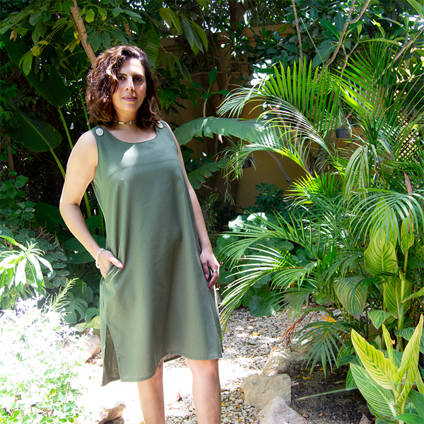 Crafty Buttons Linen Short Dress – view 4