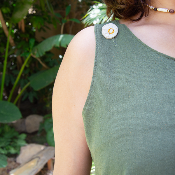 Crafty Buttons Linen Short Dress – view 5