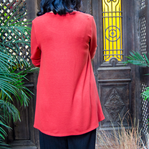 Easy Asymmetric Knit Top -Brick – view 2