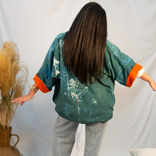 Flower Power Cyanoprint Kimono Jacket – view 3