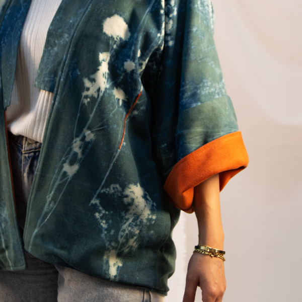 Flower Power Cyanoprint Kimono Jacket – view 4