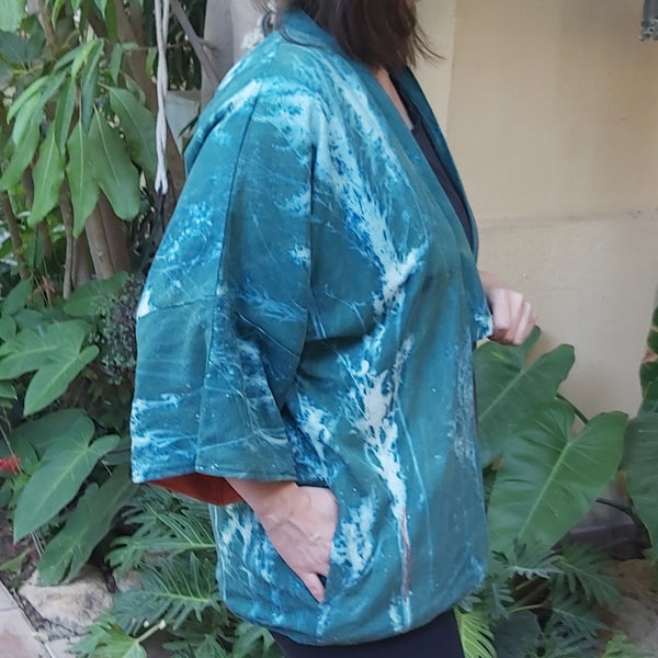 Flower Power Cyanoprint Kimono Jacket – view 5
