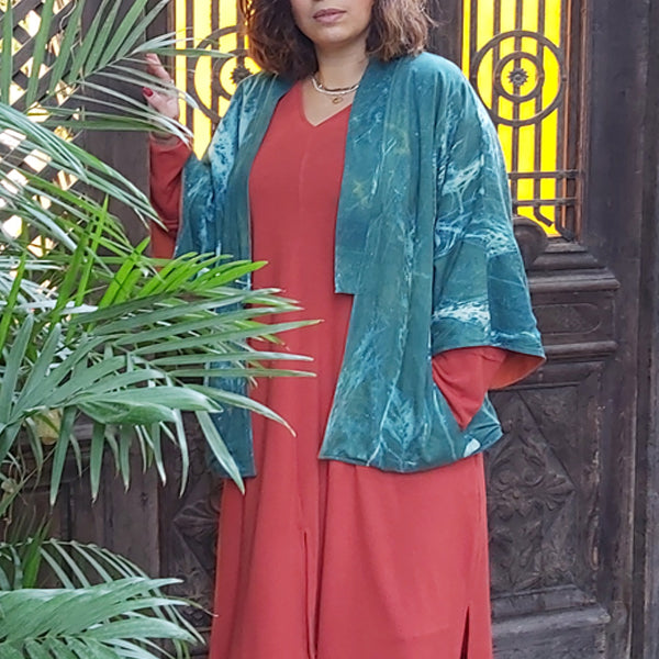 Flower Power Cyanoprint Kimono Jacket – view 6