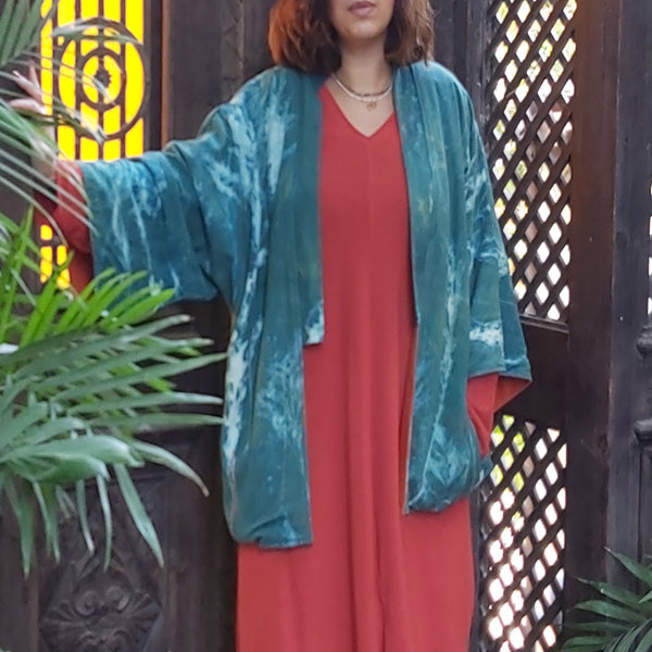 Flower Power Cyanoprint Kimono Jacket – view 7