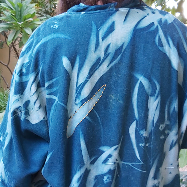 Flower Power Cyanoprint Kimono Jacket – view 8