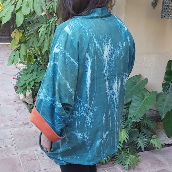 Flower Power Cyanoprint Kimono Jacket – view 9