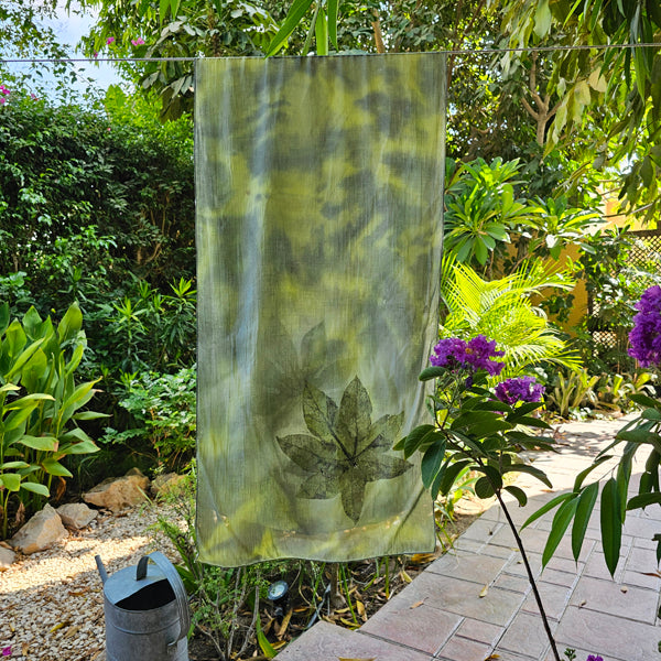 Gardenia Scarf Cotton Voile – botanical print scarf by MIM Creative Wear, Egypt