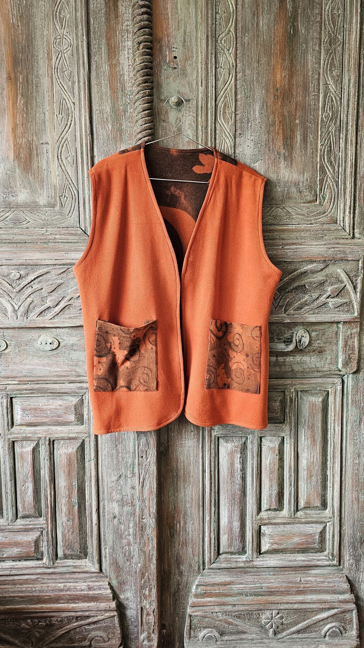 Inside Out Vest – orange & brown – view 5