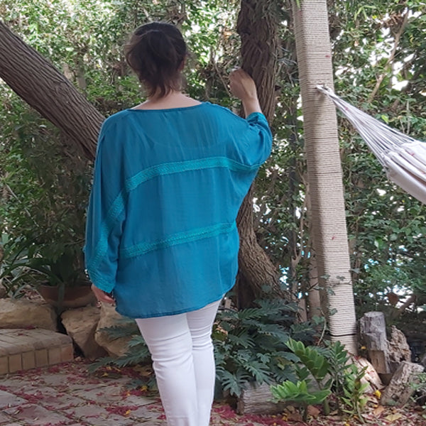 Lagoon Teal Cotton Top Free Size – view 2