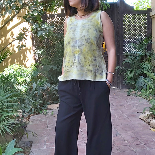 Petal Ecoprint Top Slim – eco-printed women's top by MIM Creative Wear, Egypt
