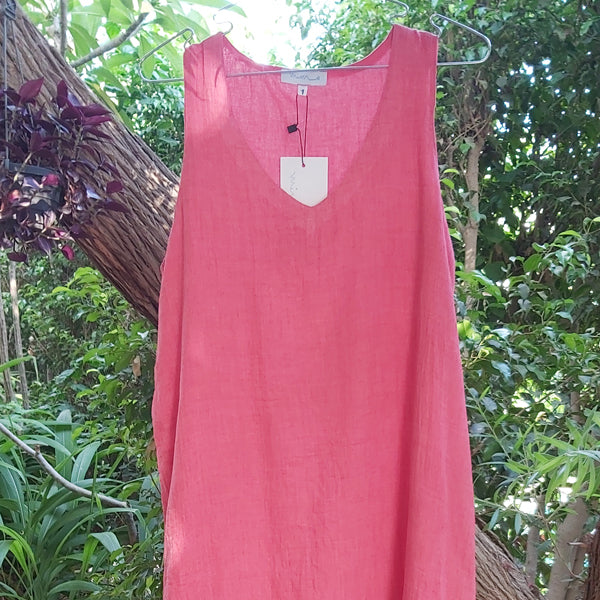 24S7 2-Color V-Neck Sleeveless Midi Dress