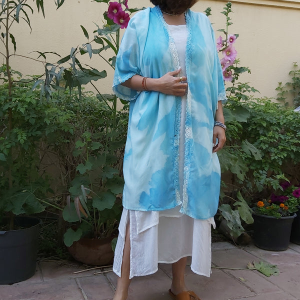 Sea Breeze Summer Kimono-Free Size – hand-printed women's kimono by MIM Creative Wear, Egypt