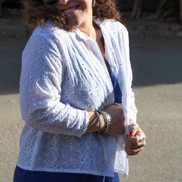 Starlight Embroidered Summer Jacket - White – women's jacket by MIM Creative Wear, Egypt