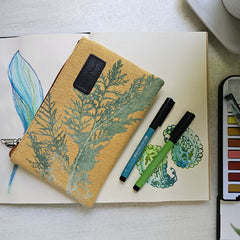 Sun Botanic Pouch Canvas – botanical print pouch by MIM Creative Wear, Egypt