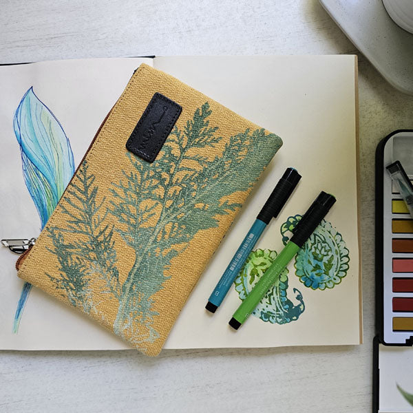 Sun Botanic Pouch Canvas – botanical print pouch by MIM Creative Wear, Egypt