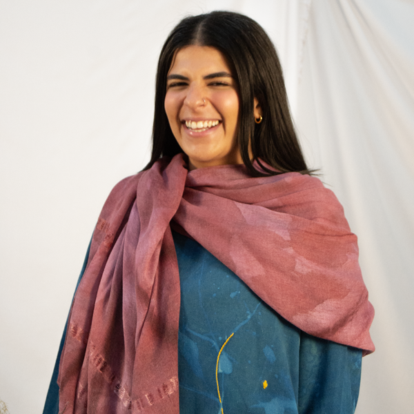 WA18 Sprayed Scarf-Ruby Red – hand block-printed scarf by MIM Creative Wear, Egypt