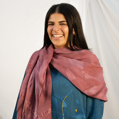 WA18 Sprayed Scarf-Ruby Red – hand block-printed scarf by MIM Creative Wear, Egypt