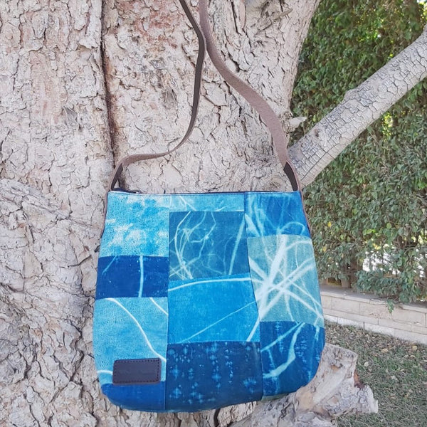Hand printed canvas cross bag-Cyano ( ACB2/S  )