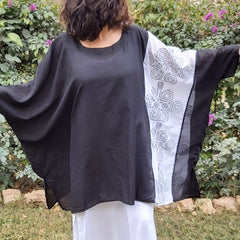 Boho Breeze Wide Top - Free Size – hand block-printed women's top by MIM Creative Wear, Egypt