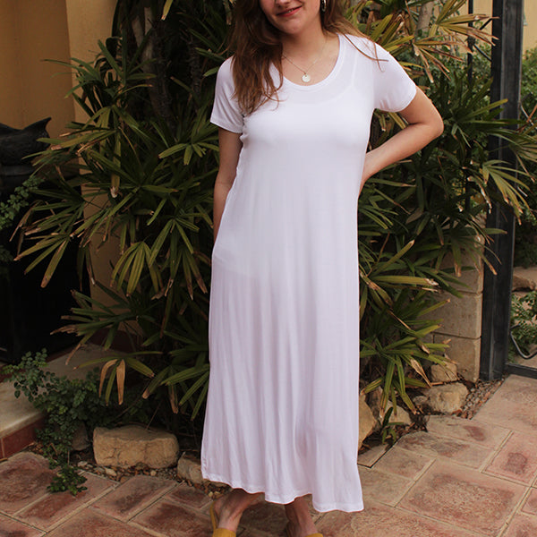 D22 Half-Sleeve Basic Maxi Dress – women's dress by MIM Creative Wear, Egypt