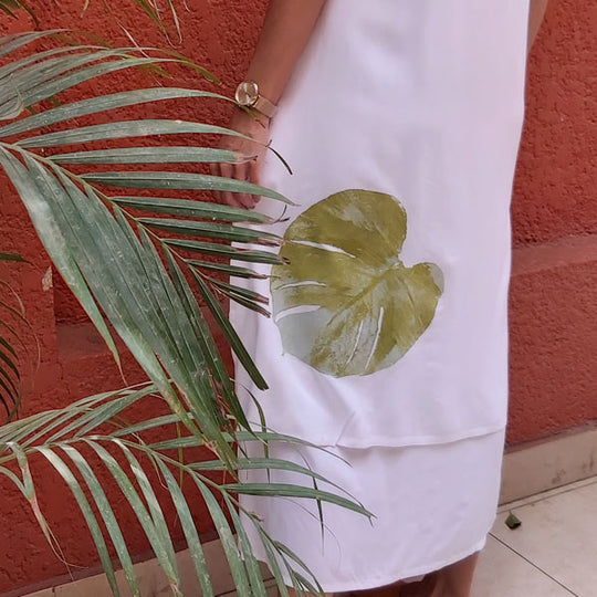 N1/U Two-Layer Sleeveless Dress-White/Green Leaf – view 2