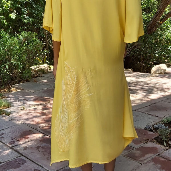 N5 V-Neck Half Sleeve Dress-Aspen Yellow – view 2