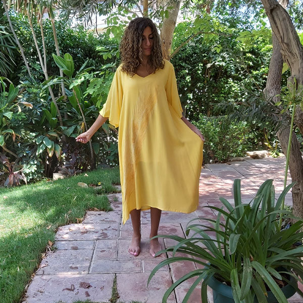 N5 V-Neck Half Sleeve Dress-Aspen Yellow – view 4